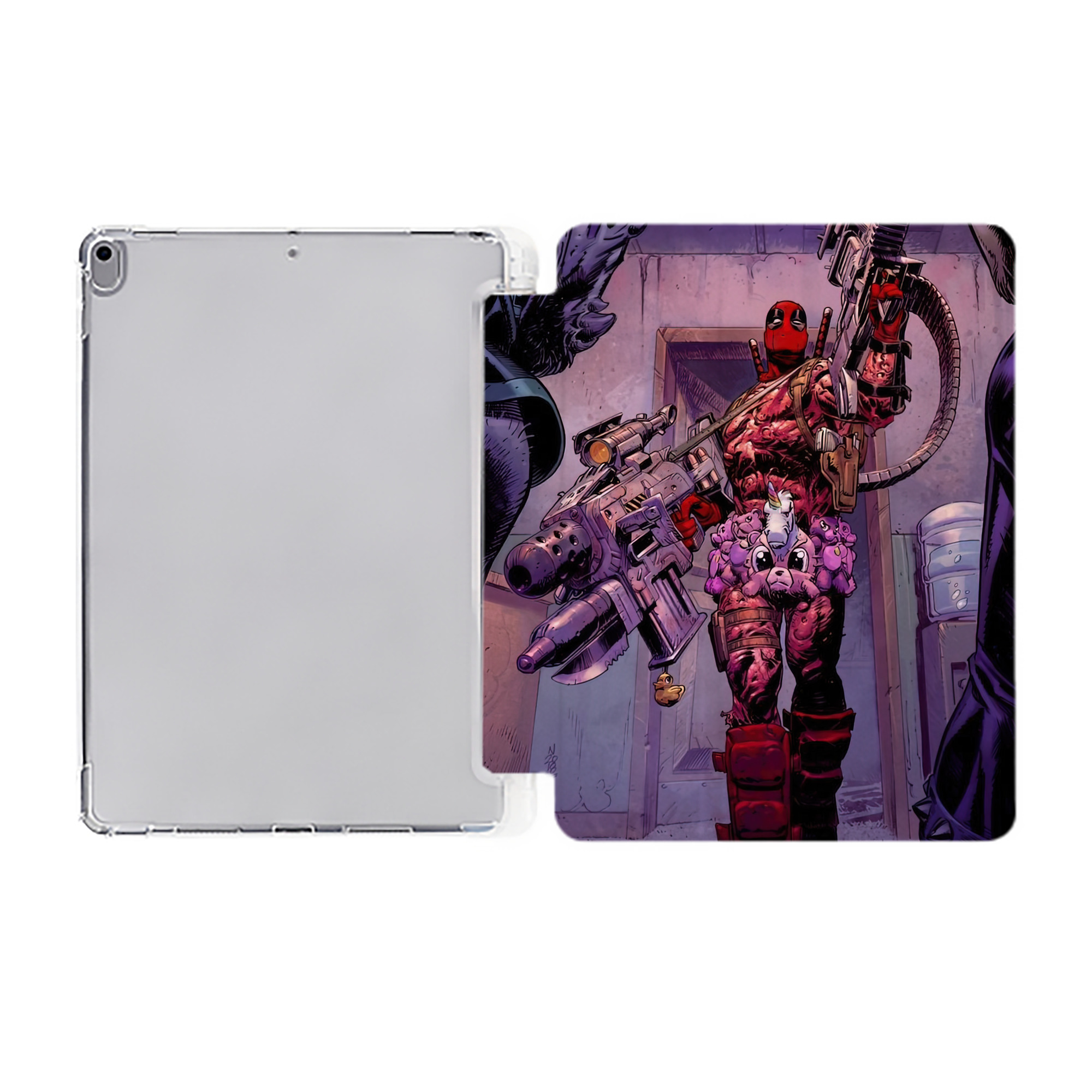 （画像用） Deadpool デッドプール IPad ケース ペン収納付き 三つ折りスタンド PUレザー×シリコン 対応機種9.5/10.5/10.9インチ